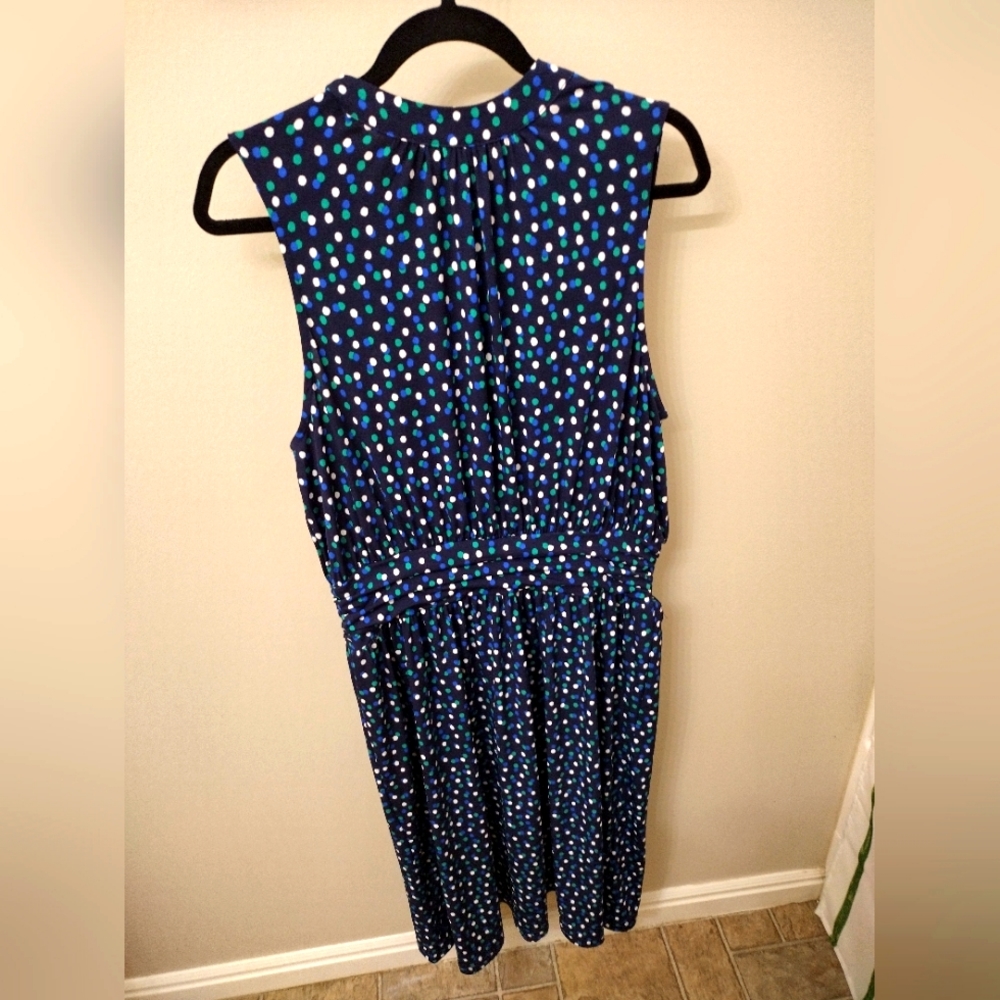 Leota Midi Blue Polka Dot Dress Size XL